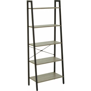 Image of Bradbury Five Tier Grey Oak Veneer Ladder Shelf Unit - Premier Housewares