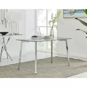 Image of Furniturebox Cosmo Rectangular 4 6 Seater Chrome Metal And Glass Dining Table for Striking Elegant Minimalist Modern Dining Room