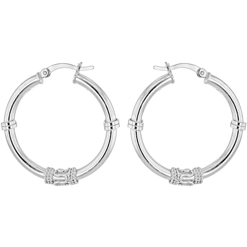 Image of Be You Sterling Silver Rope-Design Hoops Sterling Silver female One Size