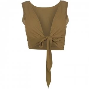 Image of Firetrap Blackseal Bow Tie Back Top - Khaki