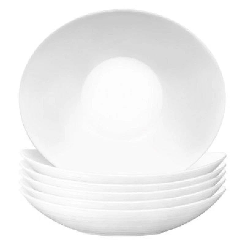Image of Bormioli Rocco Prometeo Oval Glass Soup Plates 23cm White Pack of 6 White unisex