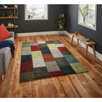 Image of Brooklyn 21830 Grey Multi 120cm x 170cm Rectangle - Grey and Multicoloured