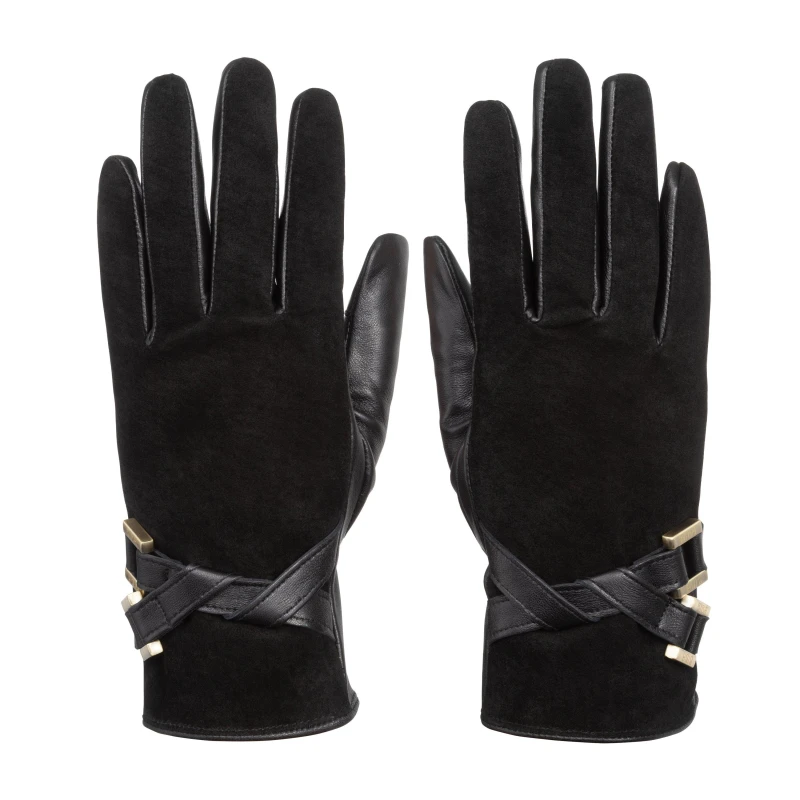 Image of Biba Biba Suede Leather Mix Gloves - Black S - M