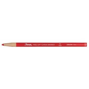 Image of Sharpie China Wax Marker Pencil 2.0mm Fine Tip Peel-off Unwraps to Sharpen Red Pack of 12 Pencils