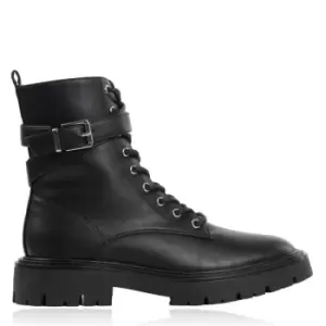 Image of Miso Buckle Lace Up Boots Ladies - Black