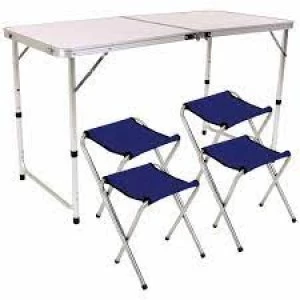 Image of Charles Bentley Folder Portable 4 Seater Picnic Set Aluminium, MDF, Steel, Polyester