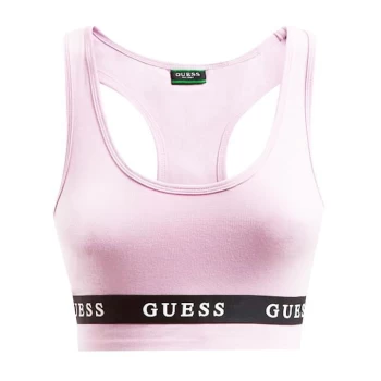 Image of Guess Core Stripe Logo Bra - Lilac Cream