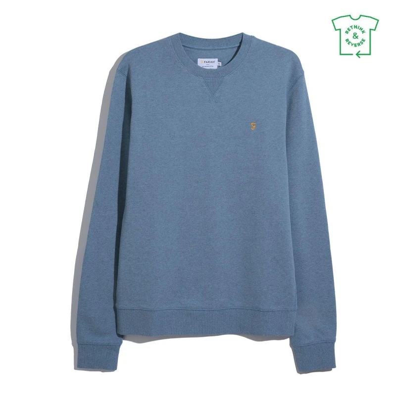 Image of Farah Tim Crew Sweatshirt Blue Tide 401 male Small
