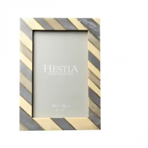 Image of Hestia Marbled Resin Photo Frame with Brass Inlay 4" x 6"