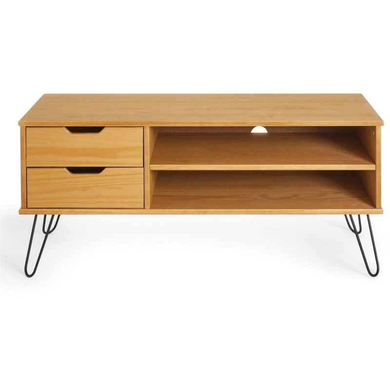 Image of Homelife Harlem Pine TV Unit with Hairpin Leg - Nude Nude One Size
