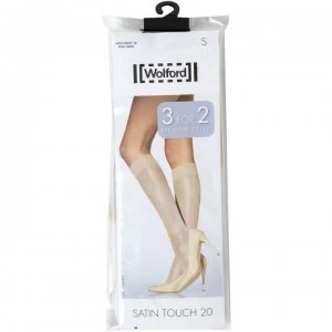 Image of Wolford Satin touch 3 pair pack 20 denier knee high socks - Chocolate