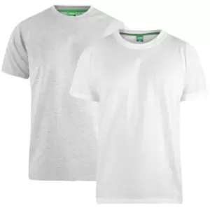 Image of Duke Mens Fenton D555 Round Neck T-Shirts (Pack Of 2) (M) (Grey/White)