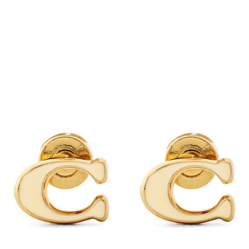 Image of COACH Coach J EnamelStud Ld62 Stud Earrings One Size Gold 80048610000