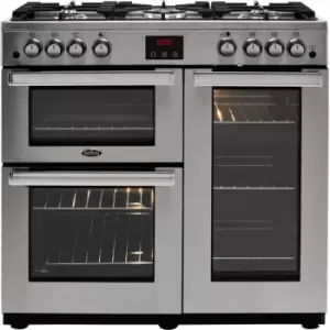 Image of Belling CookcentreX90GProf 90cm Gas Range Cooker with Electric Fan Oven - Stainless Steel - A/A Rated