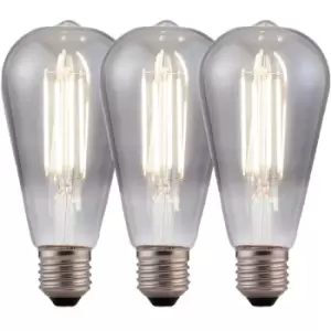 Image of Harperliving - Harper Living 8 Watts ST64 E27 LED Bulb Smoked Cool White Dimmable, Pack of 3