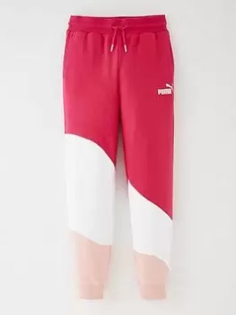 Image of Puma Girls Power Colorblock High Waisted Pants - Pink, Size 13-14 Years, Women