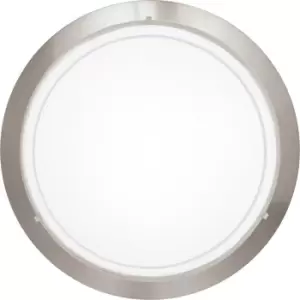 Image of Wall Flush Ceiling Light Satin Nickel White Clear Glass Painted Bulb E27 1x60W