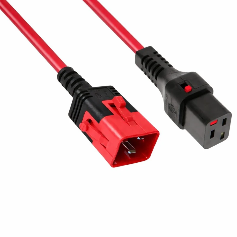Image of FDL 1M IEC C20 PLUG TO IEC C19 SOCKET DUAL LOCKING EXT. - RED