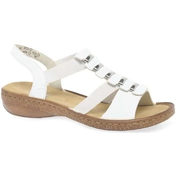 Image of Rieker Trim Womens Sling Back Sandals womens Sandals in White,8