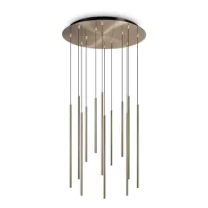 Image of Filo Decorative 12 Drop Cluster Pendant Ceiling Light Brass 3000K