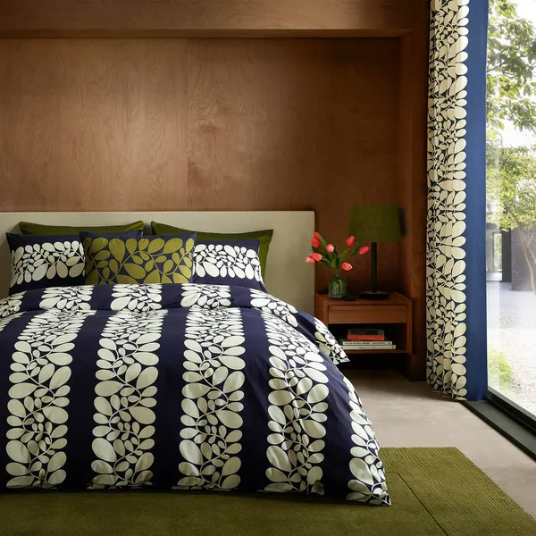 Image of Orla Kiely Sycamore Stripe Duvet Set, Double, Space Blue