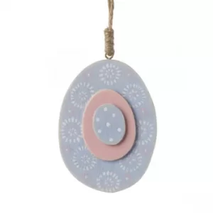 Image of Blue & Pink Wooden Hanging Egg by Heaven Sends