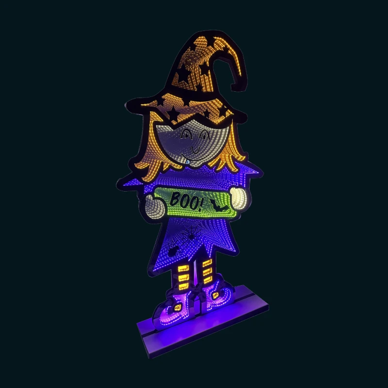 Image of 6ft (1.8m) Tall Light up Halloween Witch Infinity Decoration with Multi-Coloured LEDs