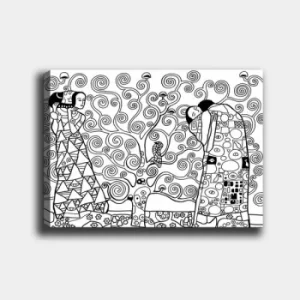 Image of MANDALA107 White Black Decorative Canvas Painting