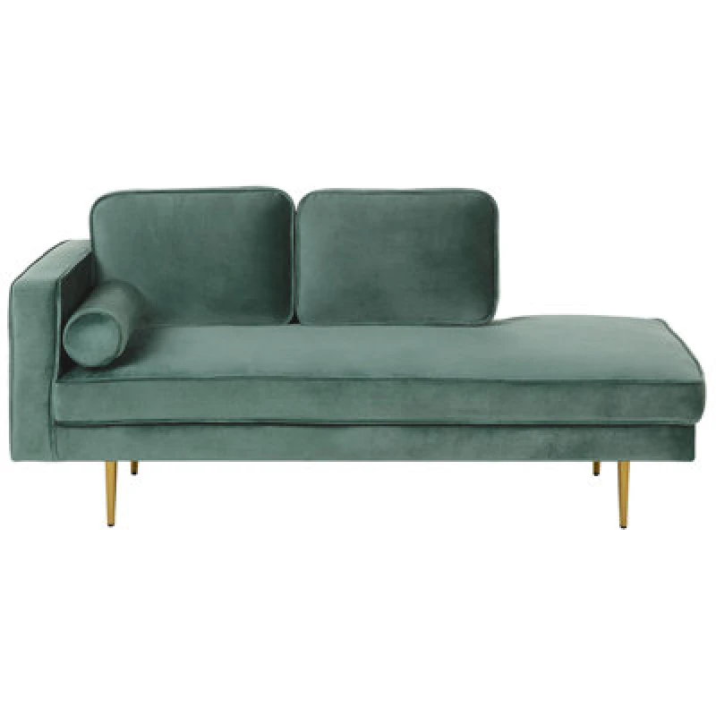 Image of Beliani Left-Hand Chaise Lounge Miramas Velvet Mint Green