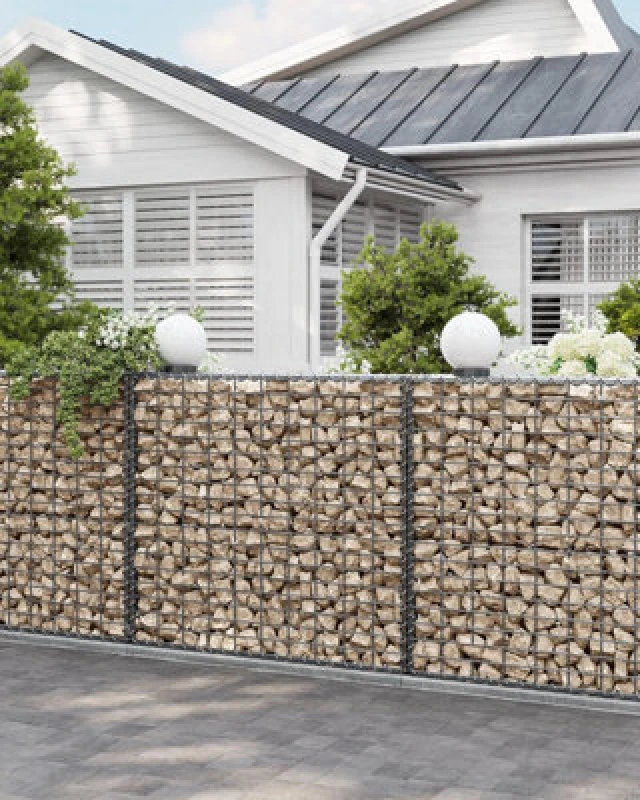 Image of Songmics Gabion Stone Wire Dia 4mm Mesh Size 10 X 5Cm Galvanized 100 X 90 X 30Cm Ggb193