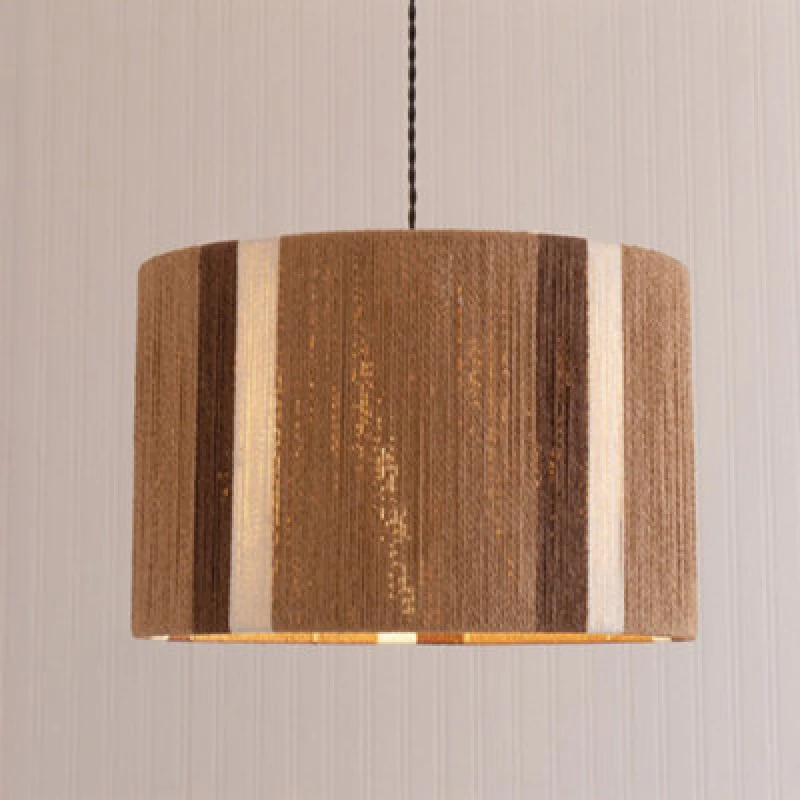 Image of ValueLights ValueLights Erica Natural Rattan Stripe Drum Ceiling Pendant Lamp Shade Natural One Size Unisex 5016529271994