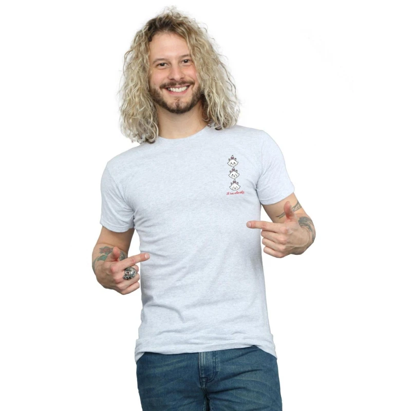 Image of Disney Men Aristocats Marie Breast Print T-Shirt in Grey Size: Small Grey S Male 5057981541911