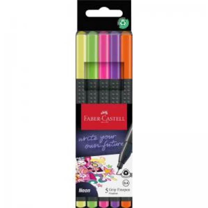 Image of Faber-Castell Faber-Castell 151603 fineliner Fine Light Green Orange Pink Violet Yellow 5 pc(s) 151603