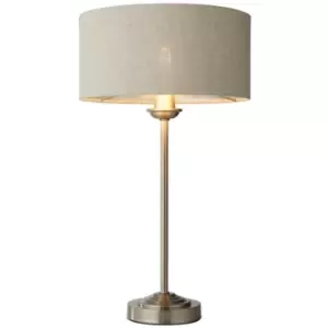 Image of Directory Highclere 1 Light Table Lamp Brushed Chrome Plate, Natural Linen - Endon