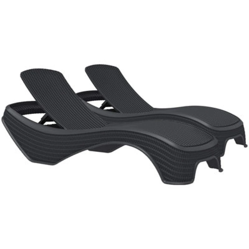 Image of CENTURION SUPPORTS Centurion Supports MALDIVES Black Outdoor High-End PU Rattan Adjustable Sun Lounger Pair Maldives Black Pair