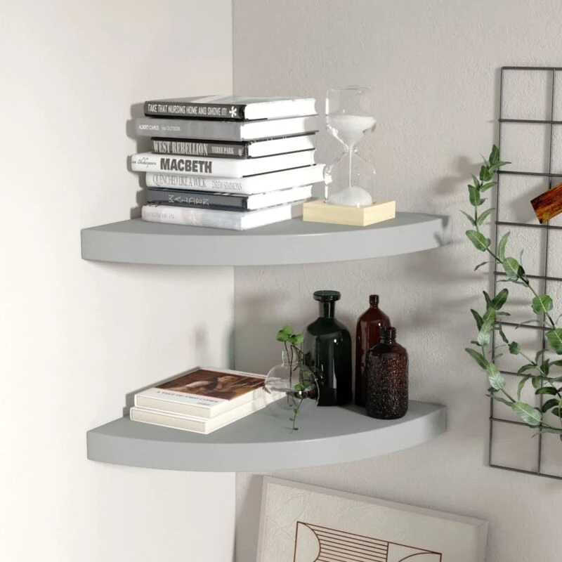 Image of VIDAXL Vidaxl - Floating Corner Shelves 2 pcs Grey 35x35x3.8cm mdf 8720286075548
