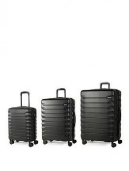 Image of Rock Luggage Synergy 8 Wheel 3 Piece Set Black Suitcase