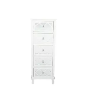Image of Pacific Lifestyle Pine Wood 5 Drawer, Ivory