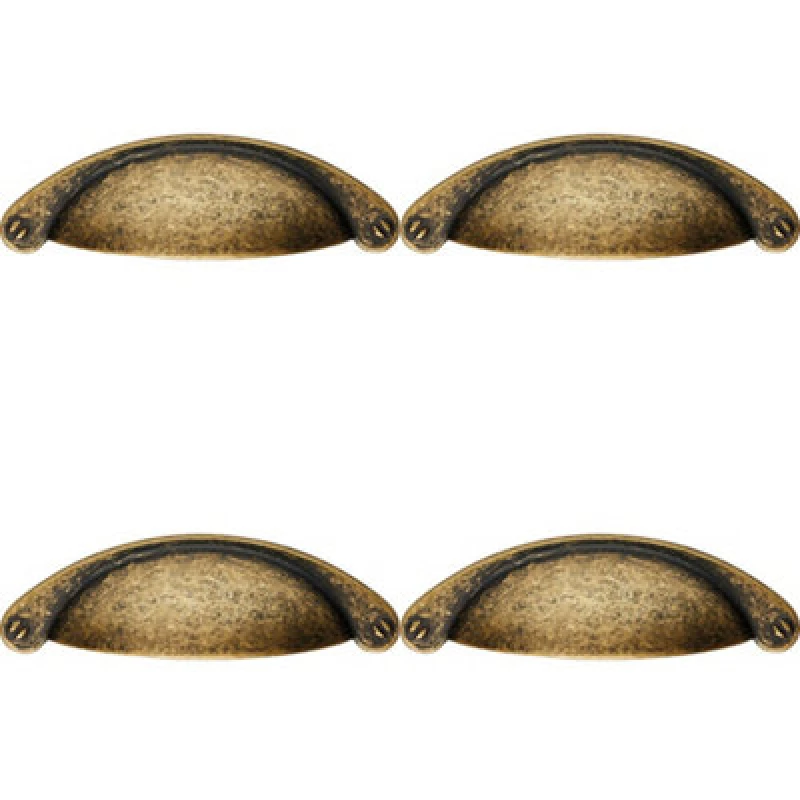 Image of Loops 4x Traditional Cup Pull Handle 104 x 26mm 64mm Fixing Centres Antique Brass Metallics unisex