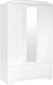 Image of Argos Home Nordic 3 Door 5 Drw Mirror Wardrobe - Soft White