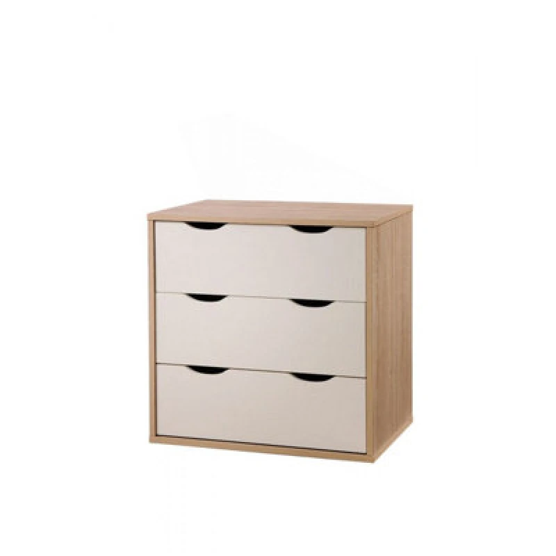 Image of Timber Art Design Alton 3 Drawer Bedroom Cabinet Bedside Chest Of Drawers Sonoma Oak & White