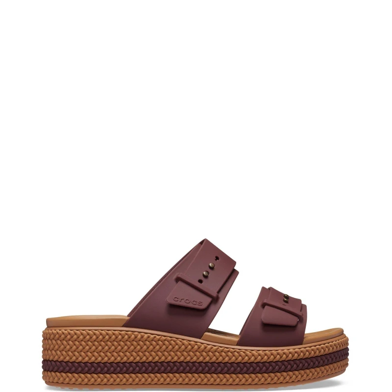 Image of Crocs Women Brooklyn Woven Buckle Sandals Dark Clay 5