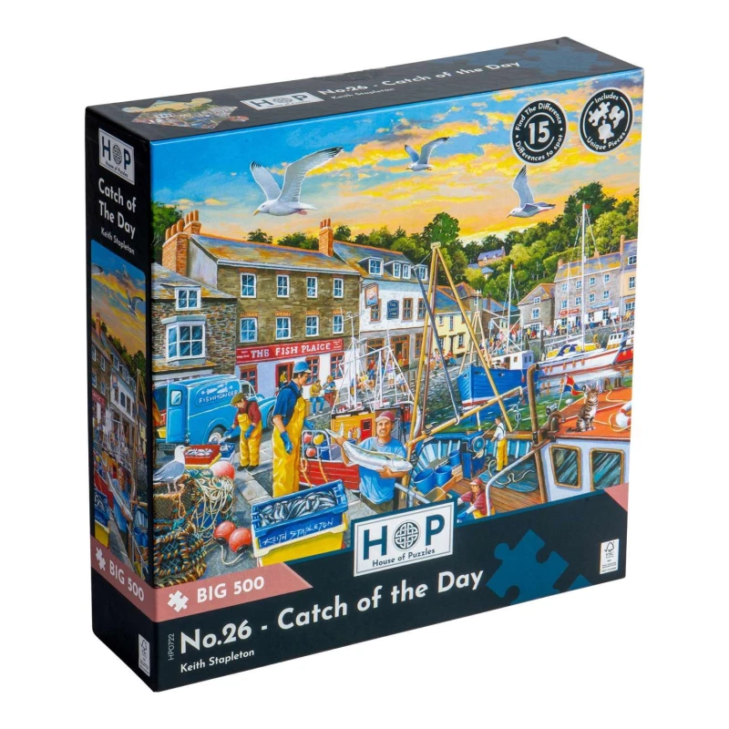 Image of The House Of Puzzles Catch of the Day BIG 500 Piece Jigsaw Puzzle Multicolor Unisex 500 Piece