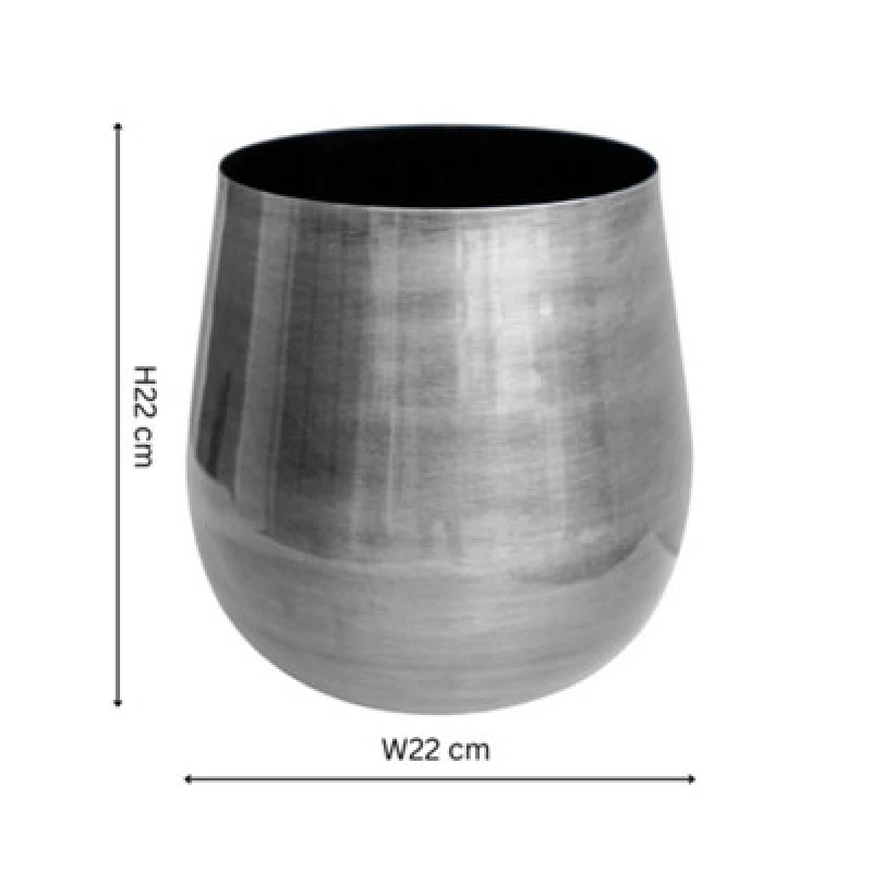 Image of Ivyline Antique Pewter Bell Bottomed Planter 22Cm