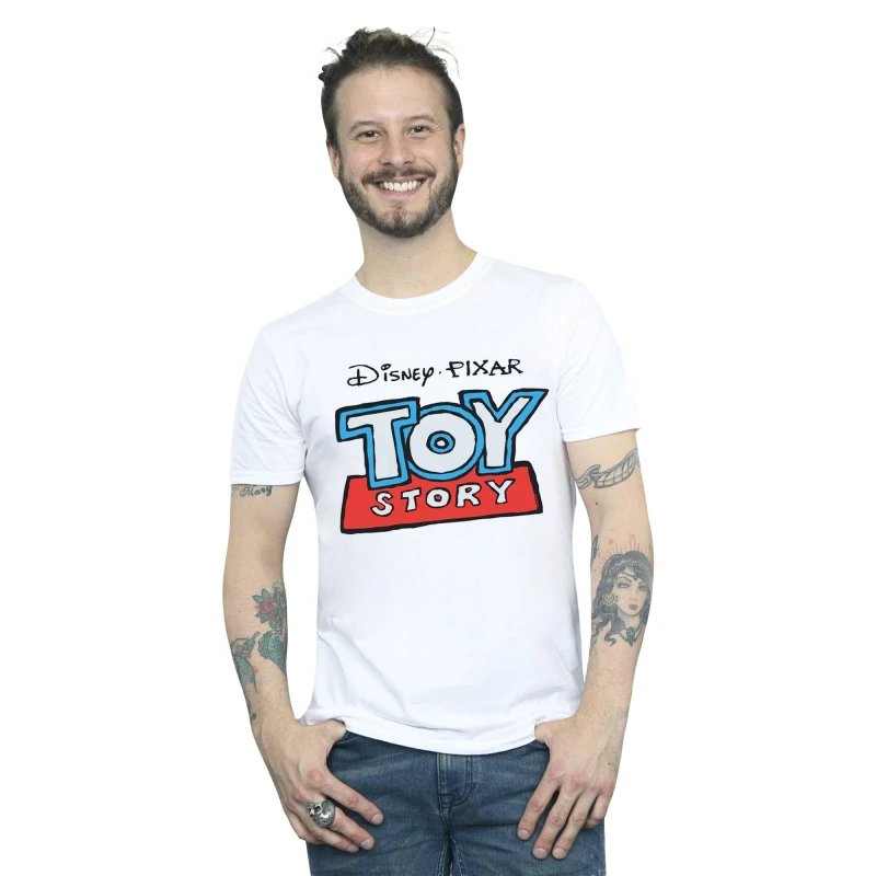 Image of Disney Men Toy Story Cartoon Logo T-Shirt in White Size: Small White S Male 5059308916921