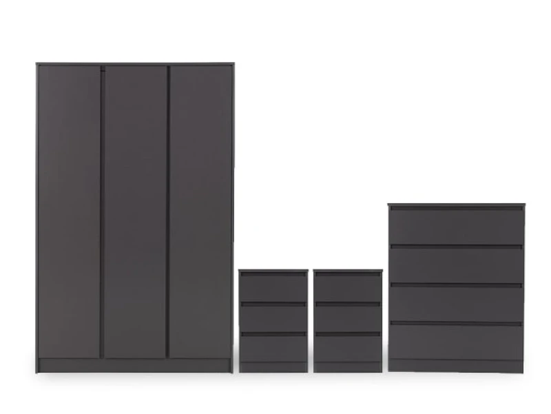 Image of Walker Triple Wardrobe Bedroom Furniture Set Grey