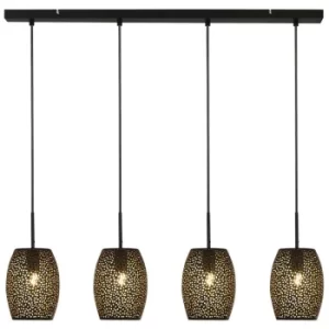 Image of Searchlight Laser 4 Light Bar Pendant, Black And Gold