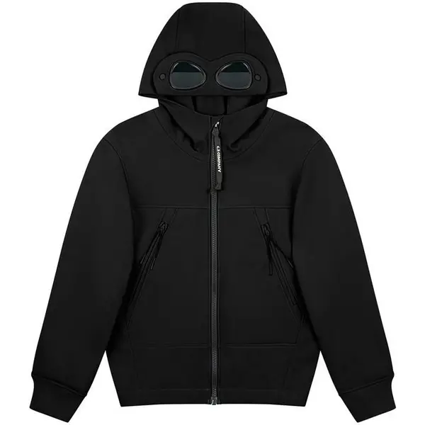 Image of CP COMPANY Boys Softshell Goggle Hooded Jacket - Black 1 - 2 Years