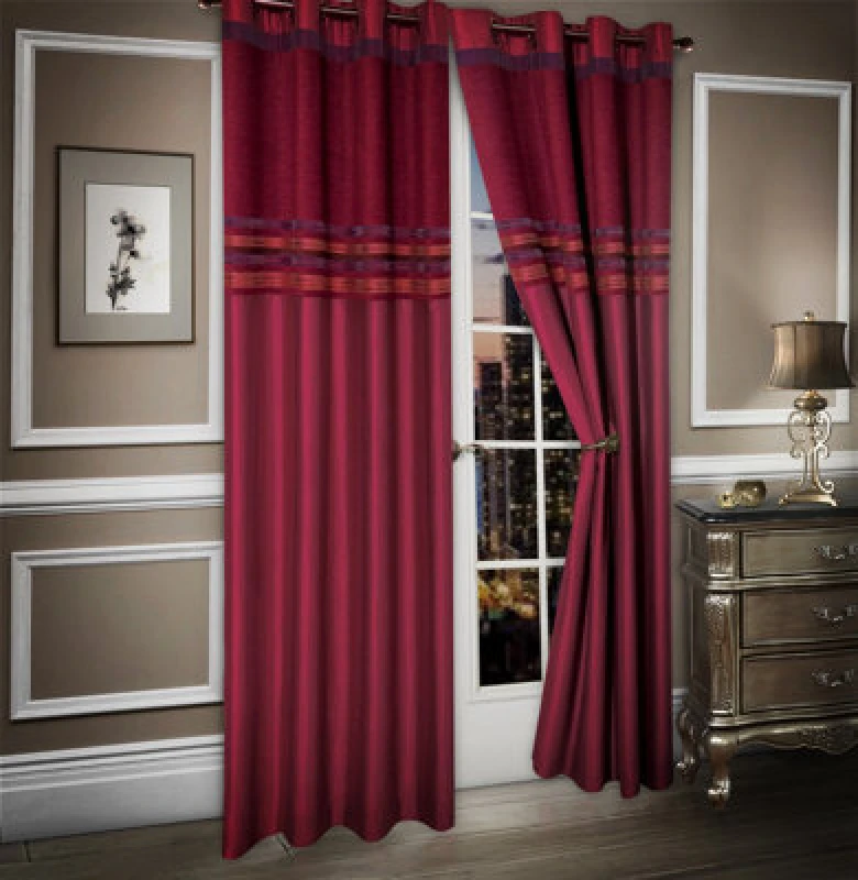 Image of Intimates Heavy Chenille Blackout Curtains - Ring Top, Modern Window Panels For Living Room, Thermal, Energy Efficient, Soft Finish - Wine