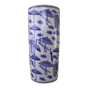 Image of Umbrella Stand, Vintage Blue & White Umbrella Design